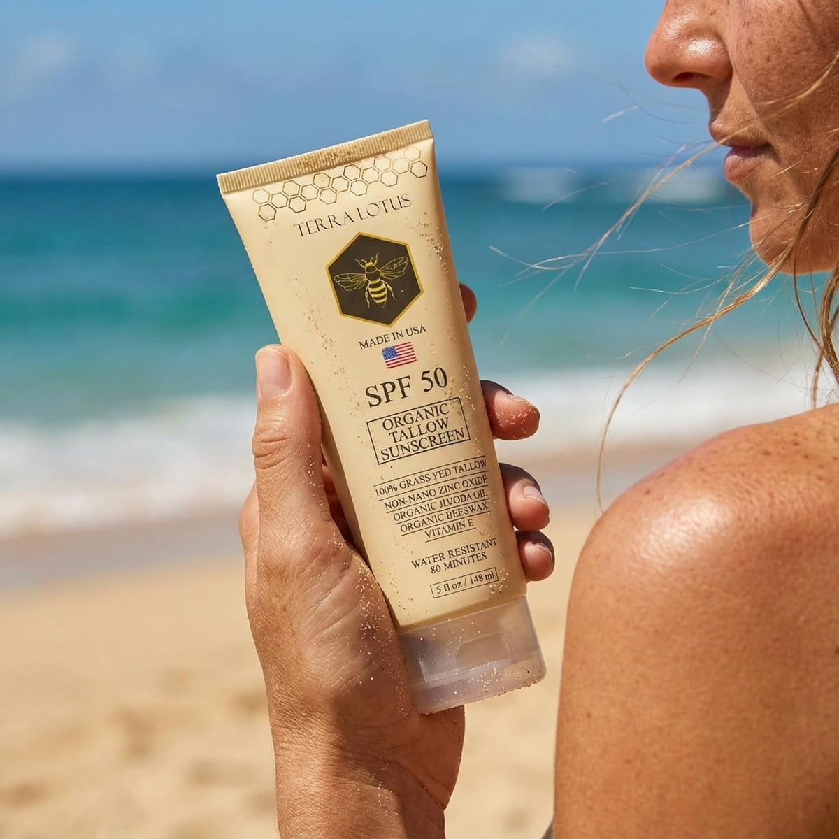 Organic Tallow Mineral Sunscreen - 50 SPF - For Face and Body - With 100% Grass-Fed Tallow and Non-Nano Zinc Oxide Reef Safe